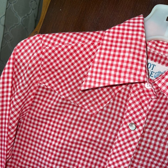 Vintage Hot Line from Mervyns Top Womens 8 gingham pearl snap red western - Picture 7 of 11